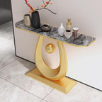 Hallway Storage Drawers Console Table Entryway for Entrance,Semi-Circular Telephone Table, Narrow Console Table with Stone Top, Contemporary Accent Table for Living Room and Entrance