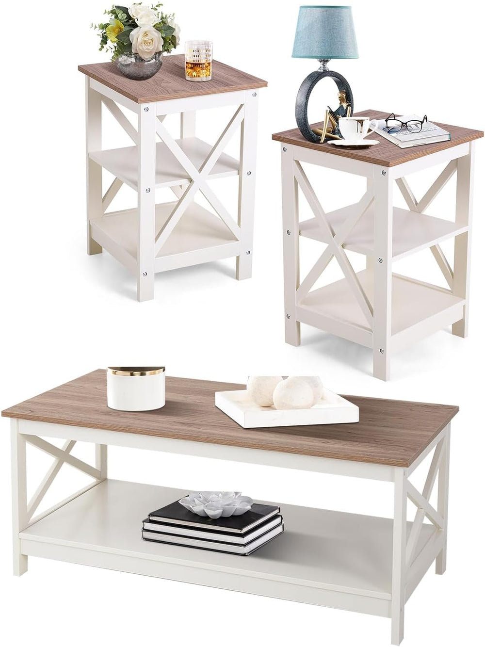 Sophia & William Farmhouse Living Room Furniture Set with 1 Coffee Table ...