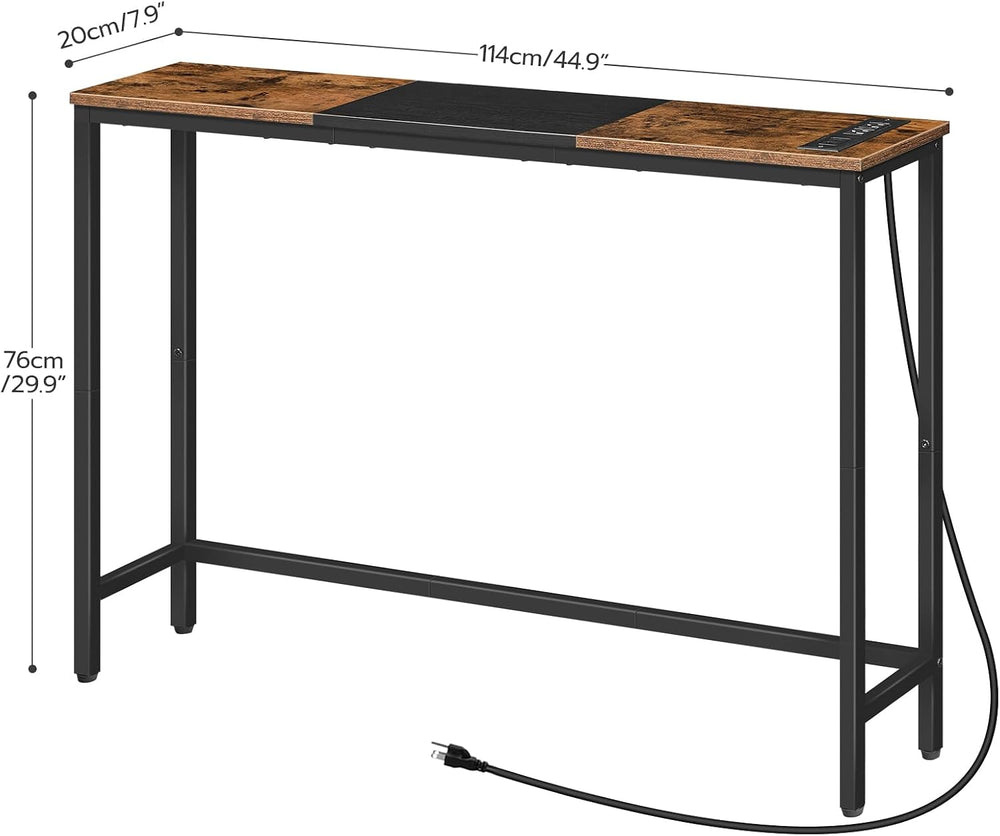 HOOBRO Narrow Console Table with Power Outlets, 44.9 Inches Sofa Table, Slim ...