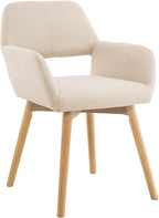 Desk Chair No Wheels Vanity Chair Comfy Accent Chair for Living Dining Room Bedroom Home Office Mid Century Modern Upholstered Armchair Sofa Chair (Beige, 1)