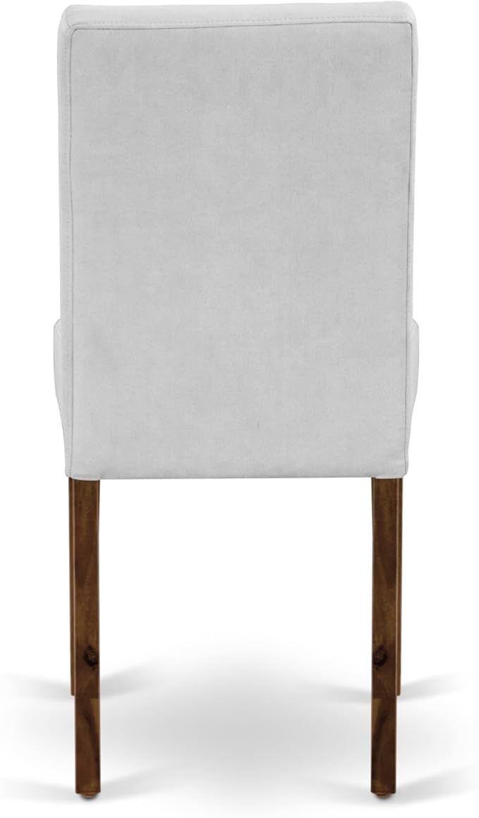 East West Furniture ANAS5-AWA-27 5 Piece Mid Century Dining Set Includes A Dinner Table and 4 Light Gray Polyester Fabric Parsons Chairs, Antique Walnut