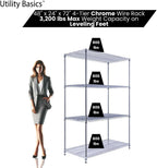 NSF Commercial 4-Tier Wire Shelving with Wheels, 48"x24"x72" Heavy Duty Metal Shelves 3200 lbs Max Capacity, Chrome Storage Rack for Garage Kitchen Pantry Warehouse