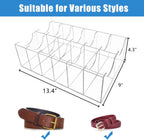 Belt Organizer, Acrylic 12 Compartments Belt Container Storage Holder, Acrylic Belt Display Storage Box, Clear Belt Display Case for Closet Tie and Bow Watch Jewelry Bracelets Ring Cosmetic…