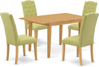 East West Furniture NOCE5-OAK-07 5 Piece Dining Table Set Includes a Rectangle Kitchen Table with Butterfly Leaf and 4 Limelight Linen Fabric Parson Dining Chairs, 32x54 Inch, Oak