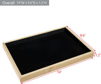 MOOCA 2 Pcs Bamboo Jewelry Display Tray, Presentation Tray, Organizer for Rings, Necklaces, Earrings, and Accessories, Black Color, 14" W x 9.6" D x 1.2" H