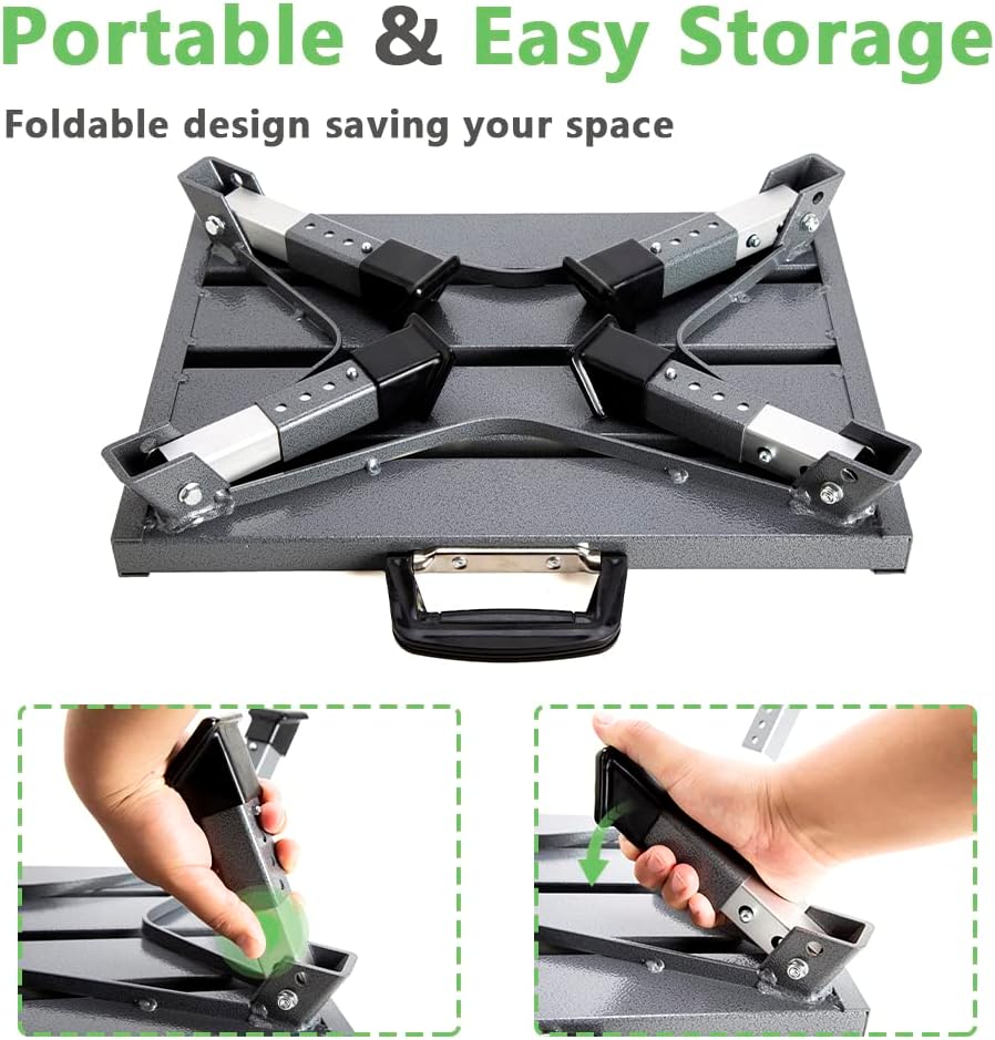 Aluminum RV Step Stool, 4-Level Adjustable Folding, Gray