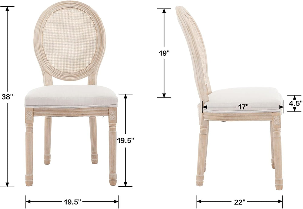 chairus Farmhouse Dining Chairs Set of 2, Round Rattan Back French Country Di...
