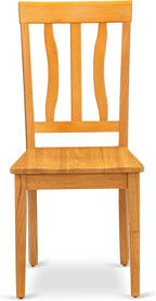 East West Furniture ANTI5-OAK-W 5 Piece Dining Room Table Set Includes a Round Wooden Table with Pedestal and 4 Kitchen Dining Chairs, 36x36 Inch, Oak