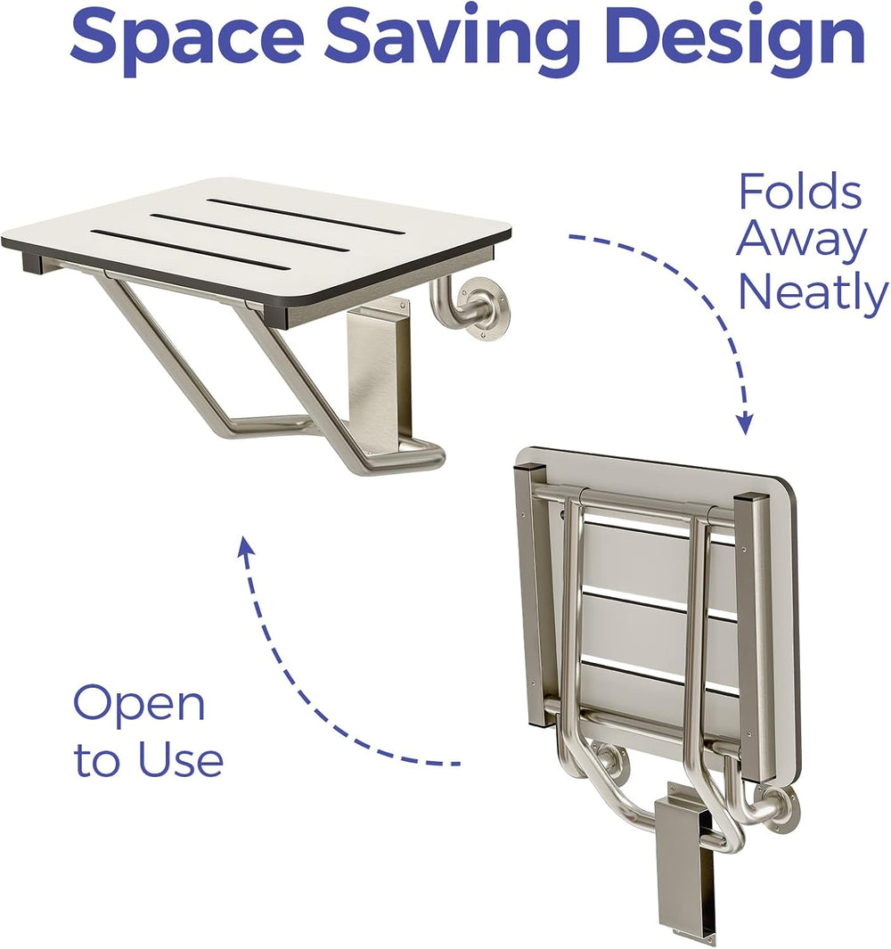 Stardrix 18" x 16" ADA Compliant Phenolic White Folding Shower Seat...