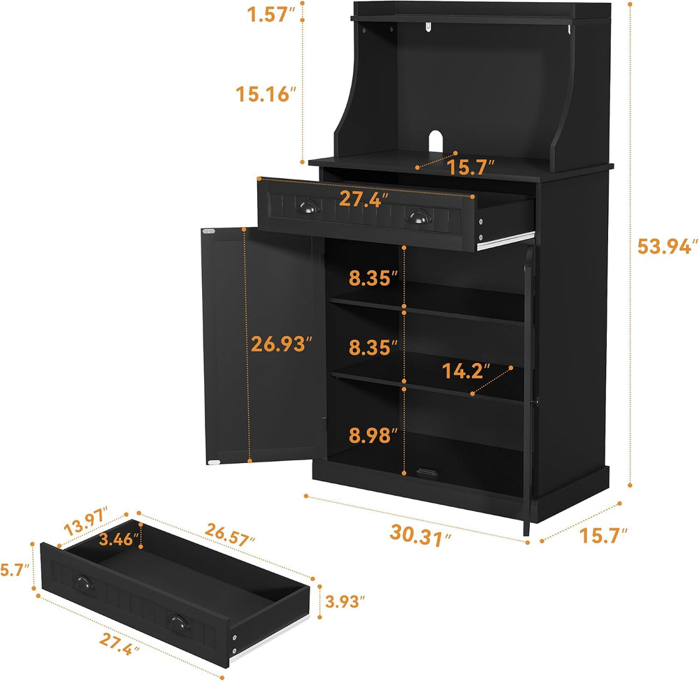 ARTPOWER 54" Kitchen Microwave Cabinet/Stand with Storage and Drawers, P...