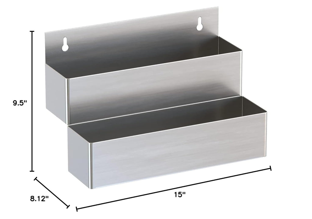Stainless Steel Double Tier Speed Rail, Liquor Rack, Speed Rack, Bottle Holder - 15 Inch
