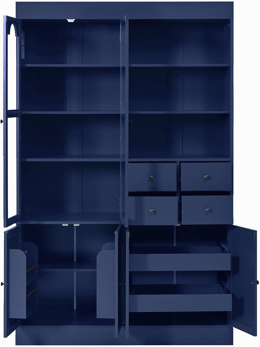 Freestanding Tall Kitchen Pantry Cabinet with 4 Drawers, Door Shelves and Pul...