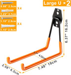 KURUI Heavy Duty Garage Hooks for Hanging, 2 Pack Metal Garage Organization Hooks, Garage Storage Hooks for Ladder Extension Cord Cable, Wall Mount Large Utility Hooks, Garden Tool Organizer/Hanger