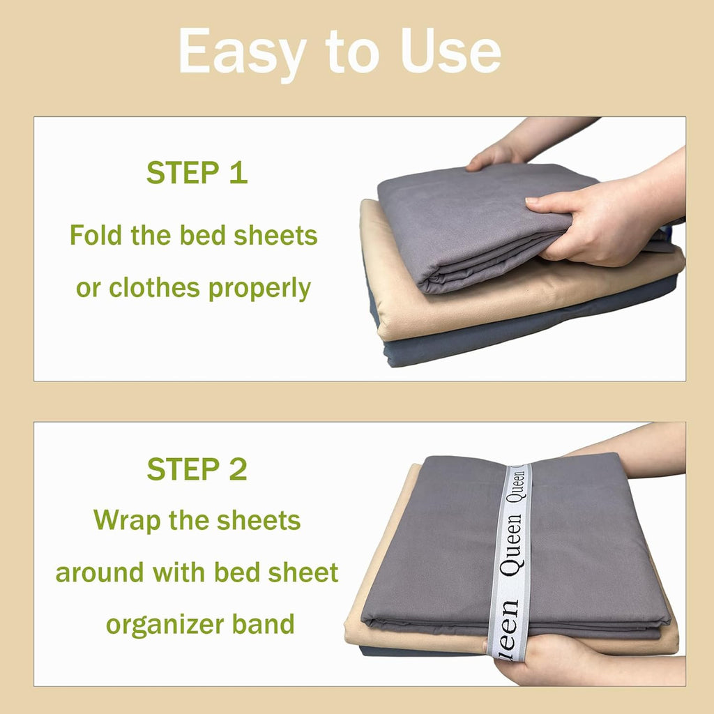 12 Pieces Bed Sheet Organizer Bands, Closet Organization Sheet Straps, Linen Labels Bedding Bands, Elastic Bed Sheet Storage Sheet Keepers （6PcsQueen 6PcsKing ）