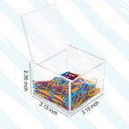 2 Pack Small Clear Acrylic Organizer with Lid for Paper Clips,Sticky Note,Qtip,Cotton Balls,Hair Ties Holder Acrylic Box for Home office Bathroom Desk Organizer
