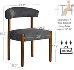 VKNOW Wooden Dining Chairs Set of 6, Modern Upholstered Dining Room Chairs with Walnut Wood Legs and Curved Backrest, Fabric Kitchen Chairs for Farmhouse/Living Room/Dining Room, Charcoal