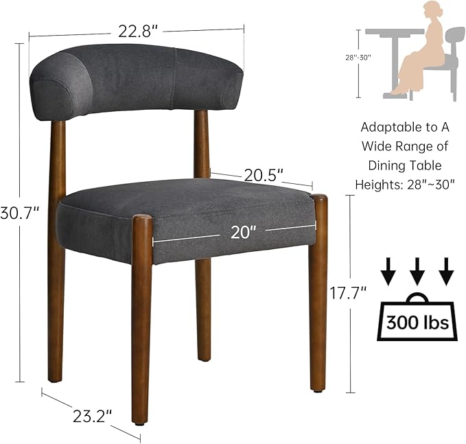 VKNOW Wooden Dining Chairs Set of 2, Modern Upholstered Dining Room Chairs wi...