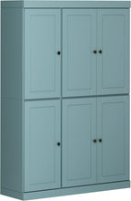 Palace Imports Solid Wood Kitchen Pantry Cabinet 71.5" Tall, 48.5" Wide – Wooden Storage Cabinet w/ 6 Shaker Doors & 8 Adjustable Shelves – Aqua, 100% Renewable Eco-Friendly Wood, Made in Brazil