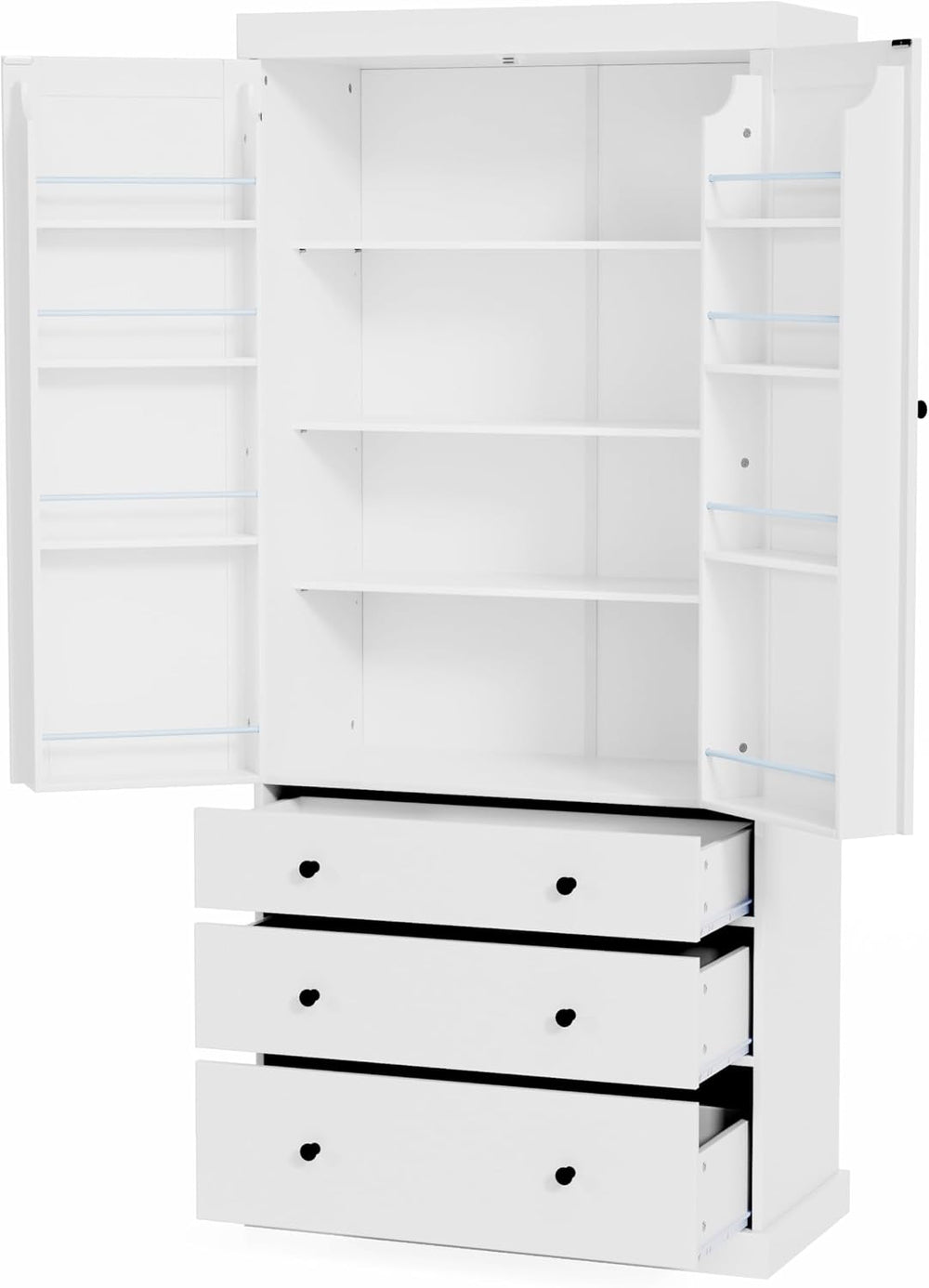 Merax 77” Pantry Cabinet, Kitchen Pantry Storage Cabinet with Drawers, Doors ...