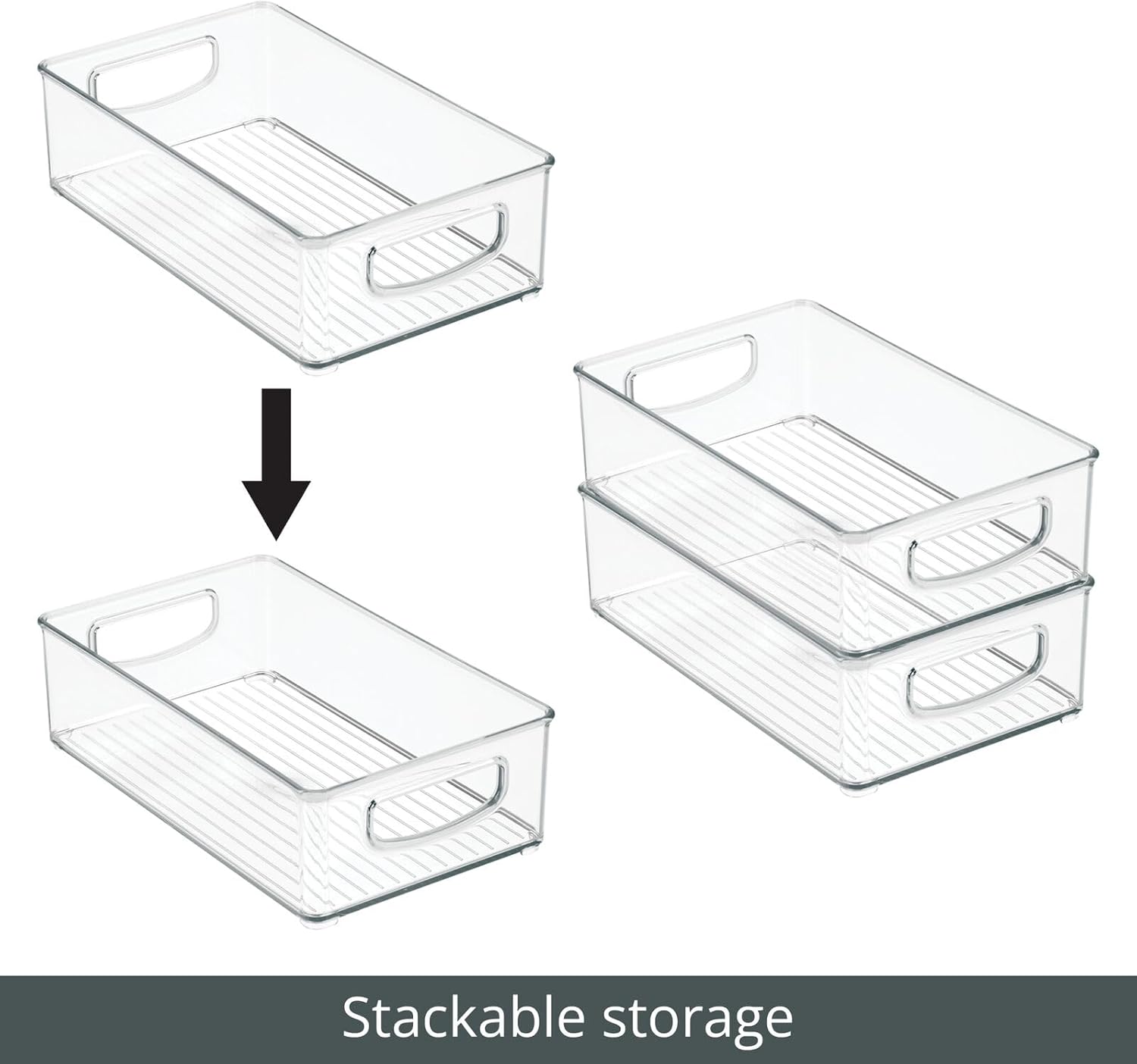 mDesign Small Plastic Storage Organizer Container Bin, Closet Organization for Hallway, Bedroom, Linen, Coat, Entryway - Holds Clothing, Blankets, Accessories, Toys - Ligne Collection, 4 Pack, Clear
