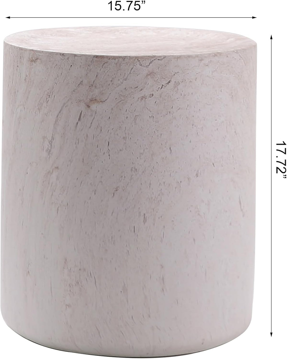 Light Travertine Finish Round Magnesium Oxide Side Table, 15.75 Inch Diameter...