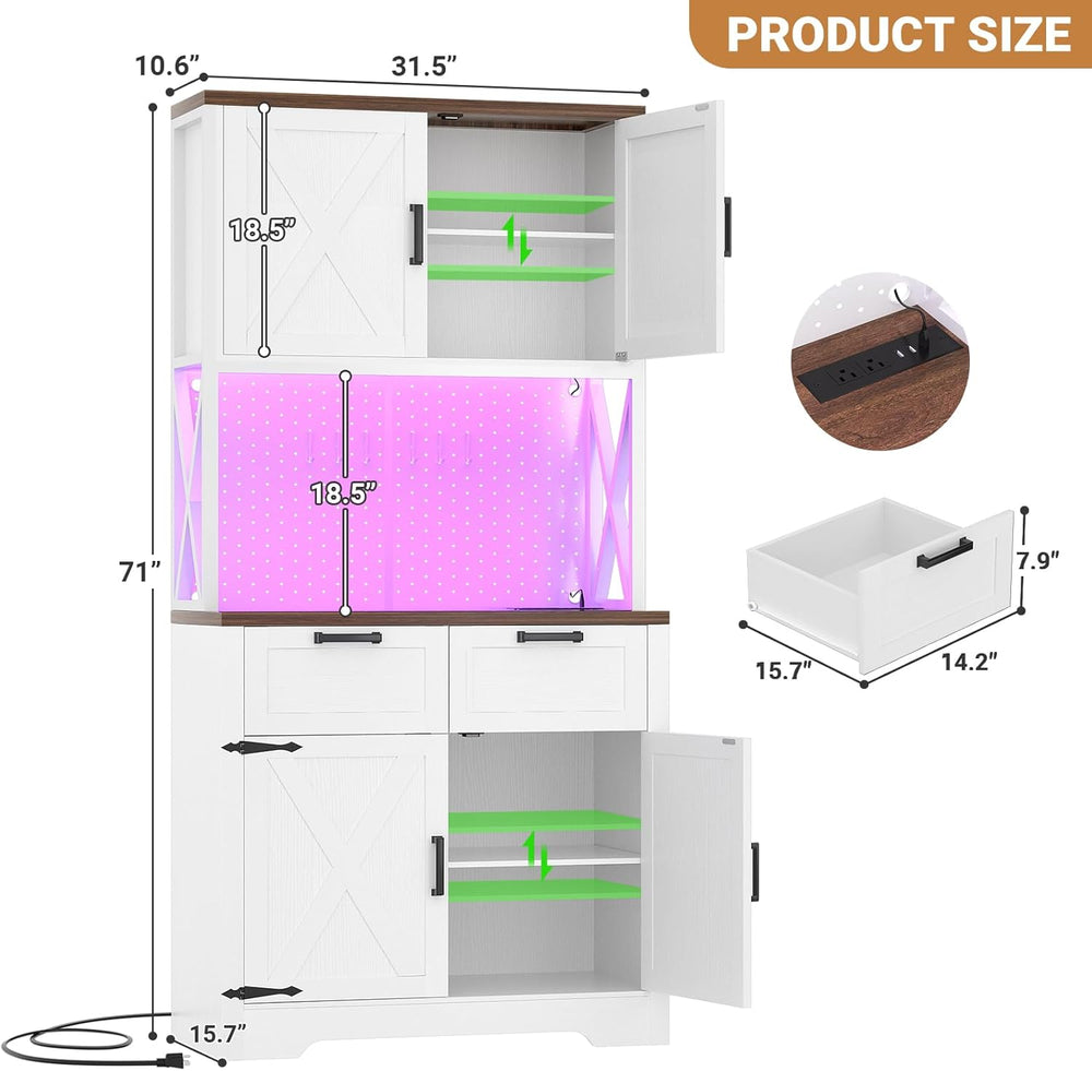 Unikito Pantry Cabinet with Microwave Countertop, 71" Tall Kitchen Pantr...