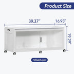 50GAL Extra Large Storage Bins with Lid, 200QT Collapsible Organizer with Wheels, Stackable Closet Cabinet with Doors, Folding Storage Containers for Home, Office, Kitchen, 1Pack White