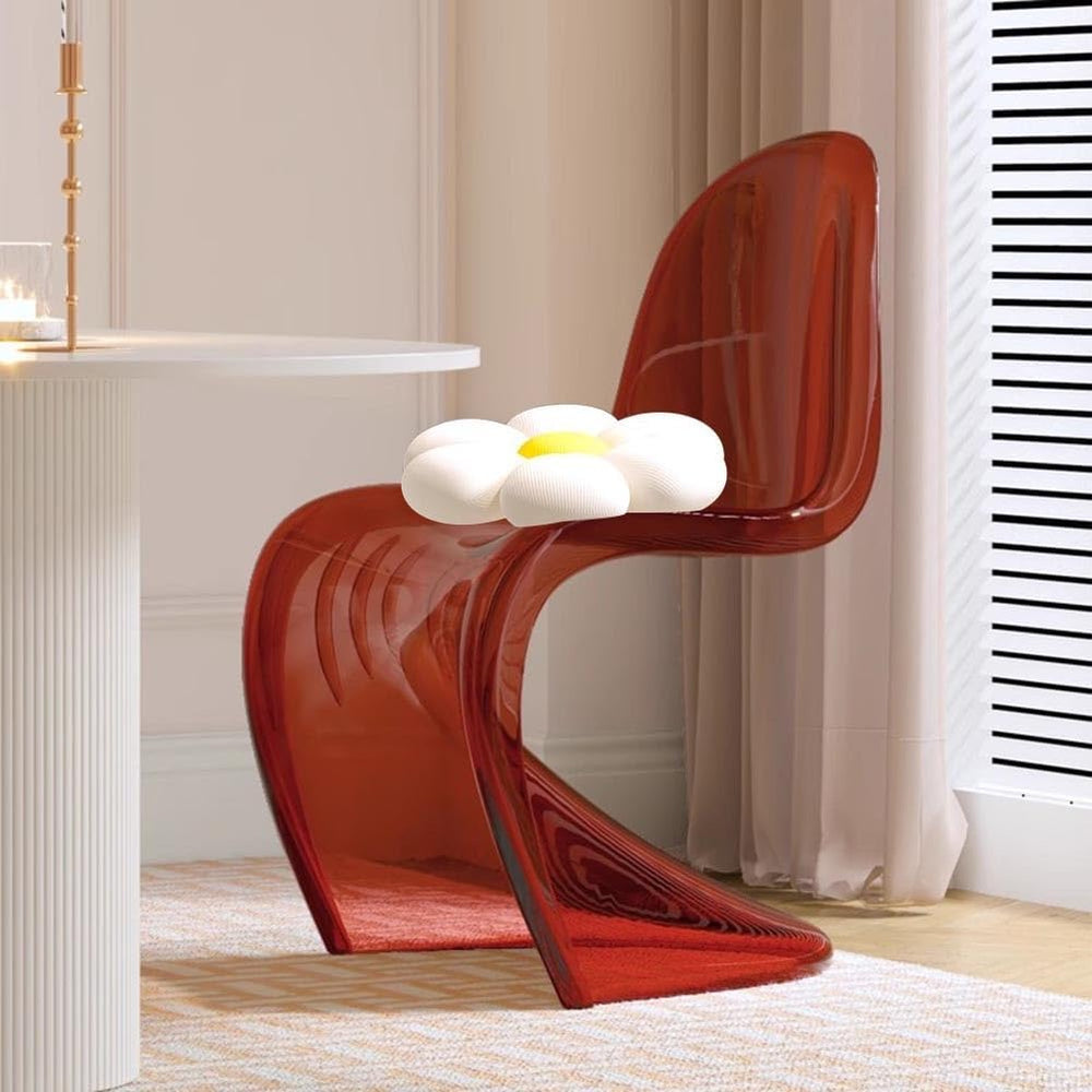 Etlegor Modern Clear Acrylic Dining Chair, S-Shaped Accent Side Chairs Stylis...
