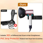 Hair Dryer and Straightener Holder, Upgraded Hair Straightener Holder with Cable Hook, Stainless Steel Universal Hairdryer Holder Wall Mounted Waterproof for Bathroom Space-Saving Black PTALSEAW