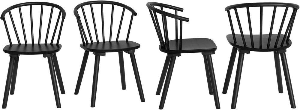 LUE BONA Black Dining Chairs Set of 4, Farmhouse Wood Dining Chairs with Semi...
