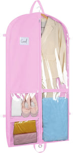 Zilink Clear Dance Costume Garment Bag Dance Bags for Teenagers 50 in, Pink | 5 Clear Zipper, Pockets, Buckles, Carry Handles, for Teen Girls Dancers for Dance Competition Theatre Cheer Closet Storage