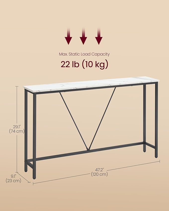 VASAGLE Console Sofa Table, Narrow Entryway Table, for Living Room, Bedroom, ...
