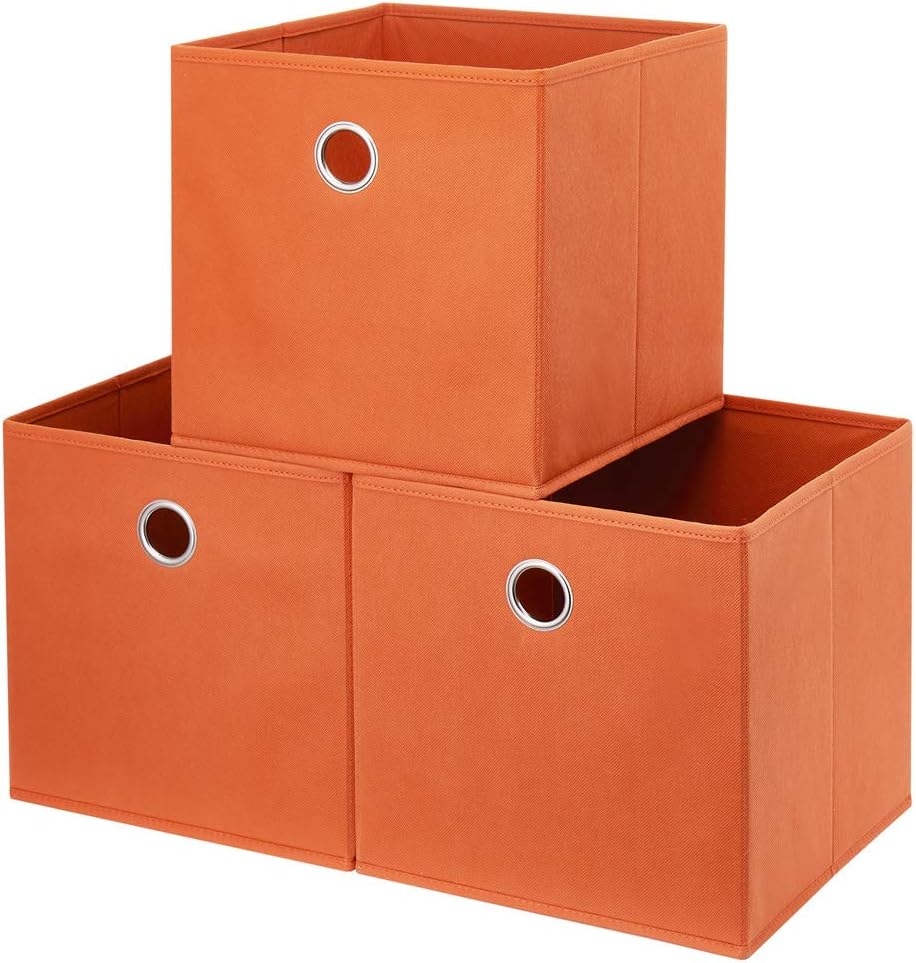 Orange Storage Cubes Bins 11x11x11 Cubicle Cubes Organizer Baskets Fabric Storage Drawers Foldable Cubes Storage Boxes Collapsible Cubes Inserts Storage for Closet Organizer Shelves ,QY-SC20-3
