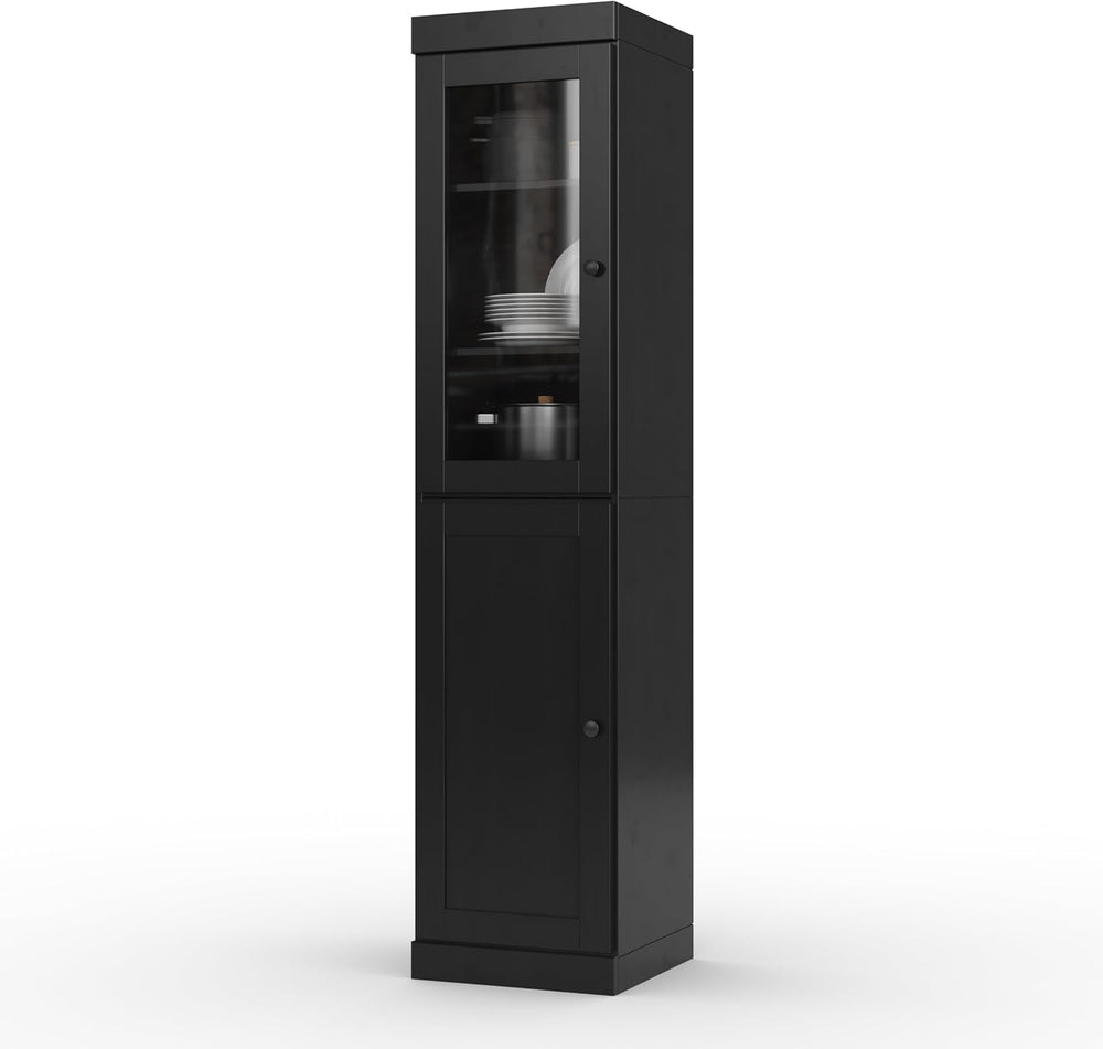 Palace Imports 100% Solid Wood 16.5"" Pantry Cabinet with Clear Gla...