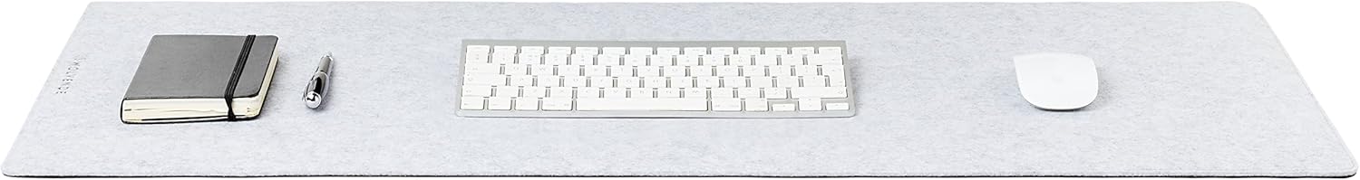 Premium Felt Desk Mat | Large 15.75" x 36" | Multifunctional Desk Pad for Home Office | Light Gray