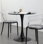 24" Round Dining Table for 2 MDF Table Top and Heavy Metal Dining Table Leg for Kitchen Dining Room Apartment Small Space(Black)