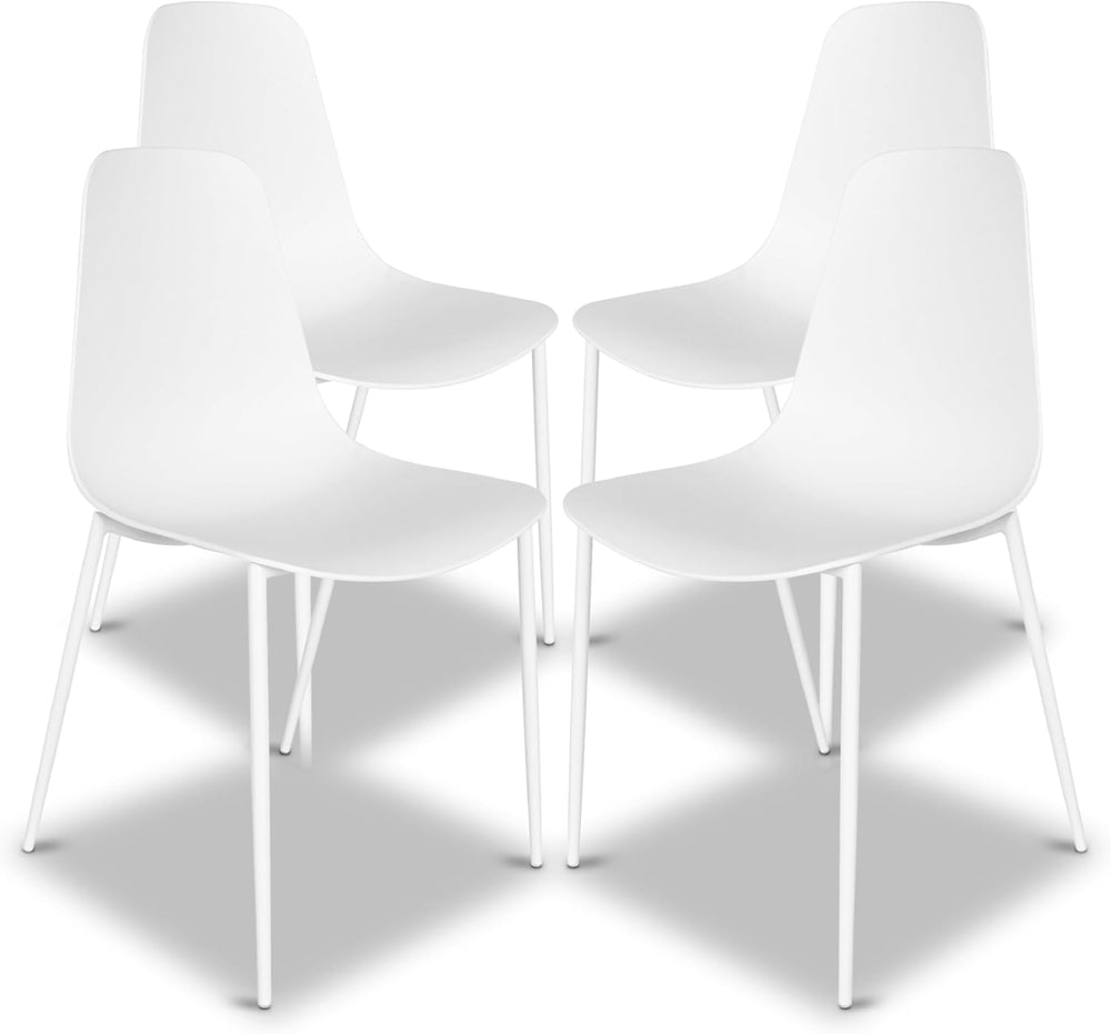 POLY & BARK Isla Modern Dining Chairs Set of 4 – Mid Century Modern Plast...