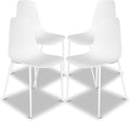 POLY & BARK Isla Modern Dining Chairs Set of 4 – Mid Century Modern Plastic Dining Chair with Metal Legs – Kitchen & Dining Room Chairs – Indoor/Outdoor – White