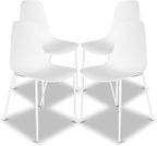 POLY & BARK Isla Modern Dining Chairs Set of 4 – Mid Century Modern Plastic Dining Chair with Metal Legs – Kitchen & Dining Room Chairs – Indoor/Outdoor – White