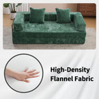 ZEIINPA Convertible Floor Sofa Bed with Fixed-Shape Frame, Modular Chenille Folding Mattress Couch with Armrest, Floor Sofa Lounge Couch for Living Room Bedroom Lounge Studio, Dark Green