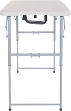 Office Star Resin Multipurpose Rectangle Table, 4-Feet Long, Height Adjustable, Center Folding Table, Light Gray