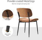 HULALA HOME Dining Chairs Set of 4 Mid-Century Modern Upholstered Kitchen Dining Room Chairs with Wood Curved Backrest, Black Metal Legs Fabric Dinner Chair for Living Room Cafe Restaurant Camel