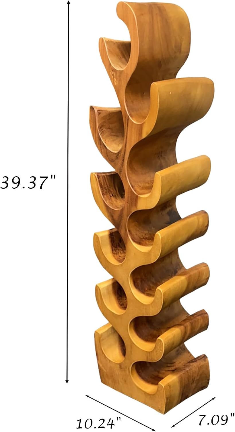 12 Bottle Wood Wine Rack Bottle Holder Stand for Freestanding Floor Tabletop Cabinet Handmade Rustic Brown Wooden Wine Rack Countertop Kitchen Cellar Storage Bar Corner Home Christmas Decor