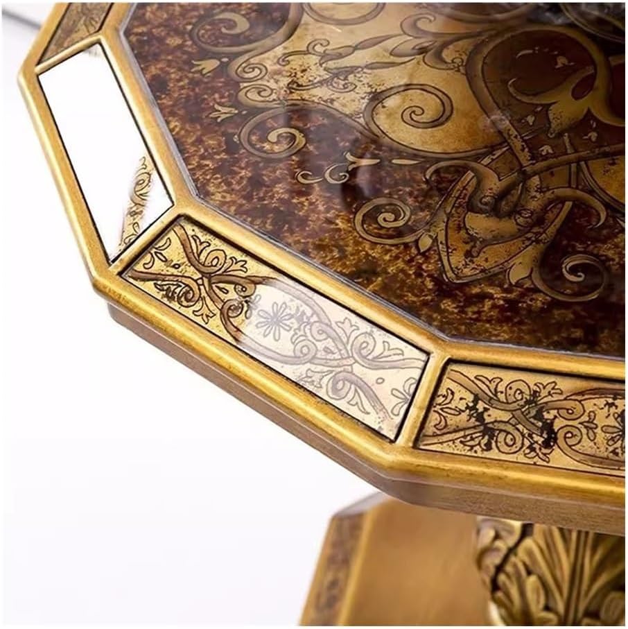 Vintage Country Style Side Table Hand Painted Art Carvings Dodecagonal Coffee...
