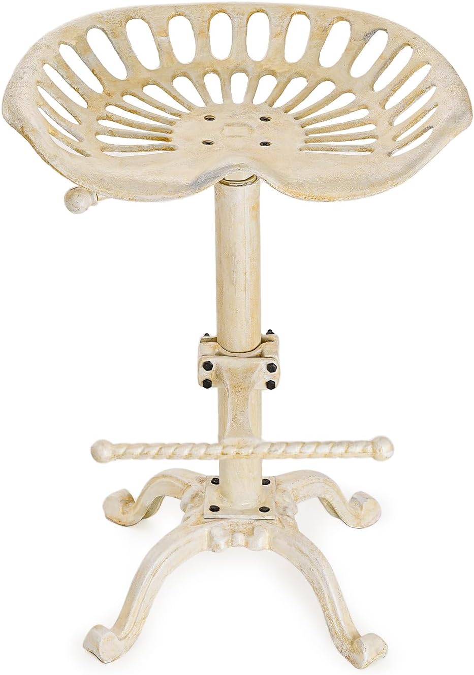 Sungmor Tractor Seat Bar Stools, Antique White Swivel Farmhouse Bar Chair