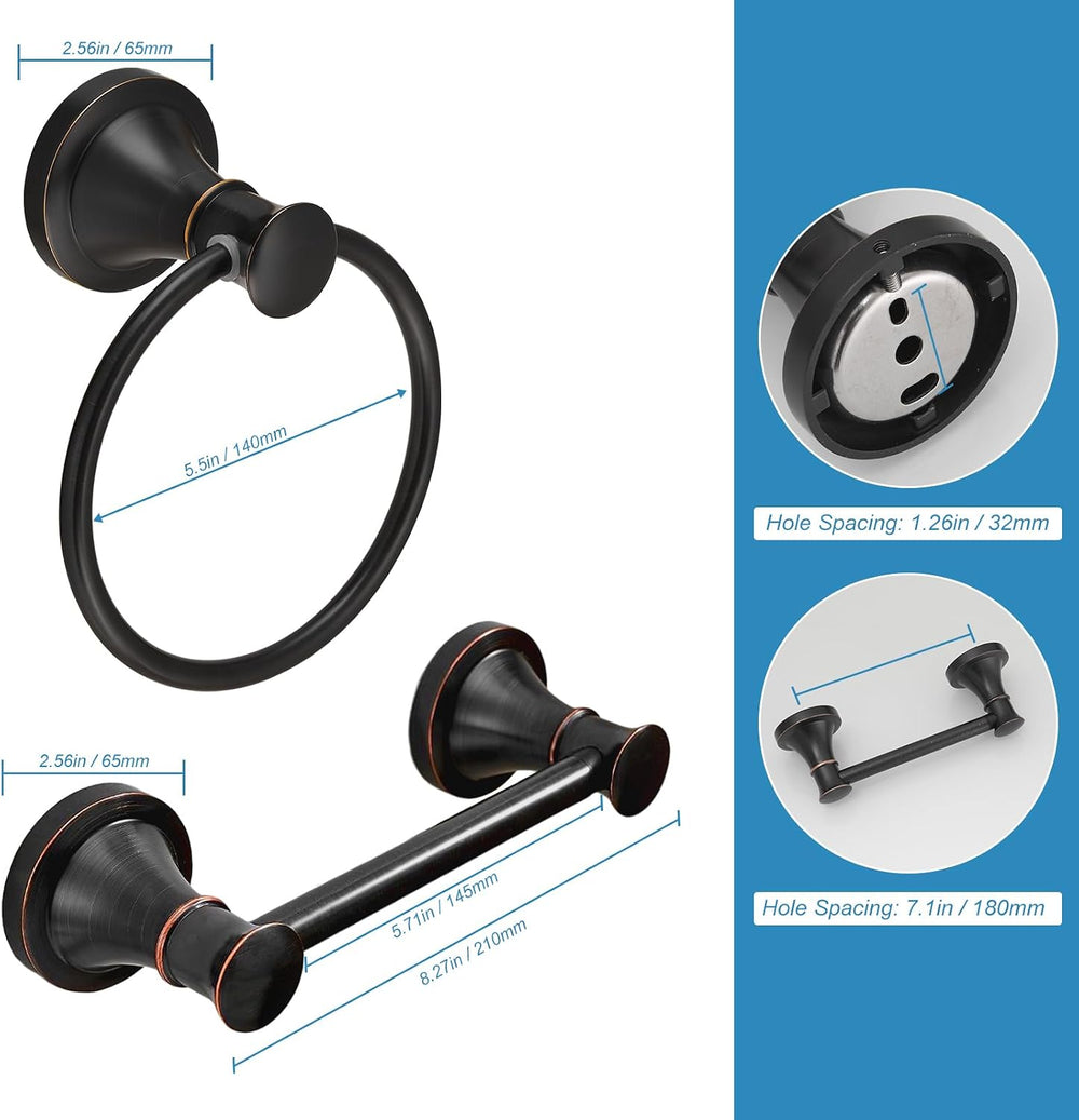 Pivoting Toilet Paper Holder and Hand Towel Ring, Oil Rubbed Bronze