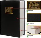 Leather Book Safe (Size 10.79"×7.72"×1.97") Real Paper Secret for Jewelry, Money and Cash, Diversion Book Safe,Hollow with Hidden, Combination Lock (L, Black-Combination)