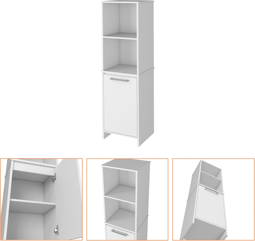 17.71" D*15.74" W*59.29" H Freestanding Kitchen Pantry with 2 Shelves, Single Door, Rectangular Storage Cabinet, Modern Minimalist, for Living Room, Dining Room, White