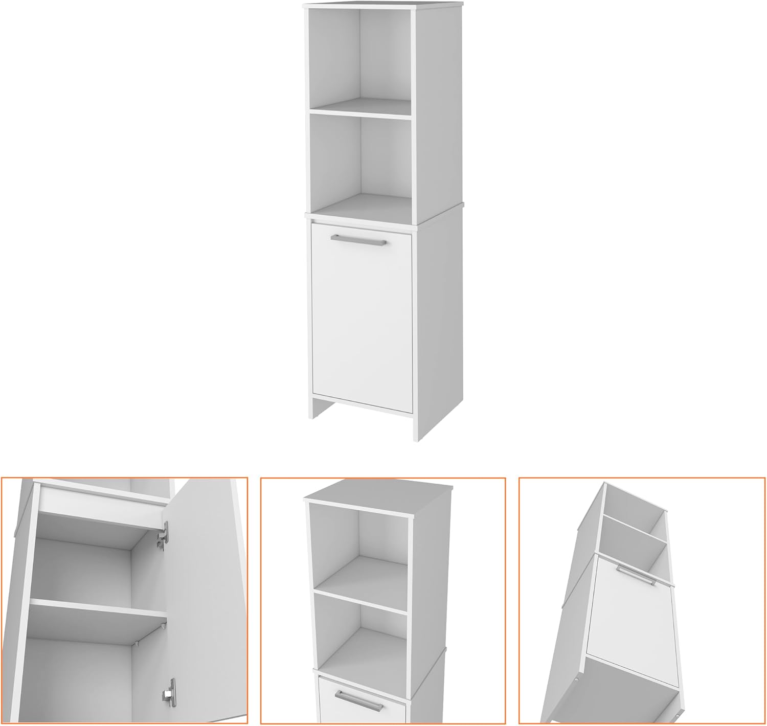 17.71" D*15.74" W*59.29" H Freestanding Kitchen Pantry with 2 Shelves, Single Door, Rectangular Storage Cabinet, Modern Minimalist, for Living Room, Dining Room, White