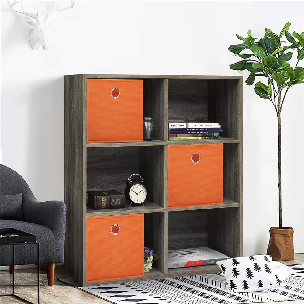 Orange Storage Cubes Bins 11x11x11 Cubicle Cubes Organizer Baskets Fabric Storage Drawers Foldable Cubes Storage Boxes Collapsible Cubes Inserts Storage for Closet Organizer Shelves ,QY-SC20-3